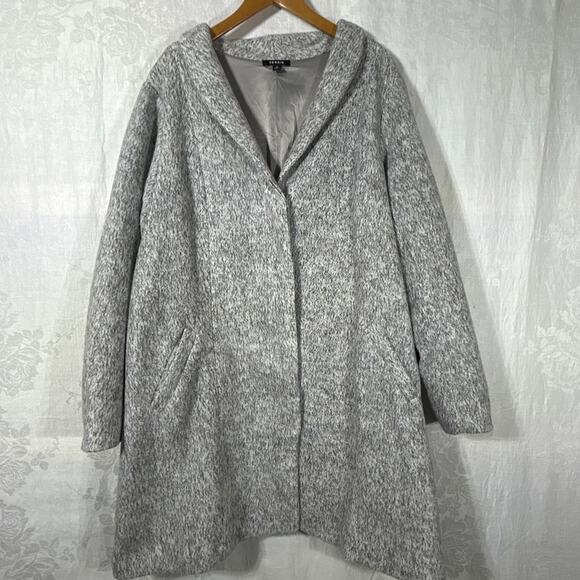 Torrid Pea Coat 3 3X Gray Heathered Long Lined Felt Hidden Buttons - Picture 1 of 14